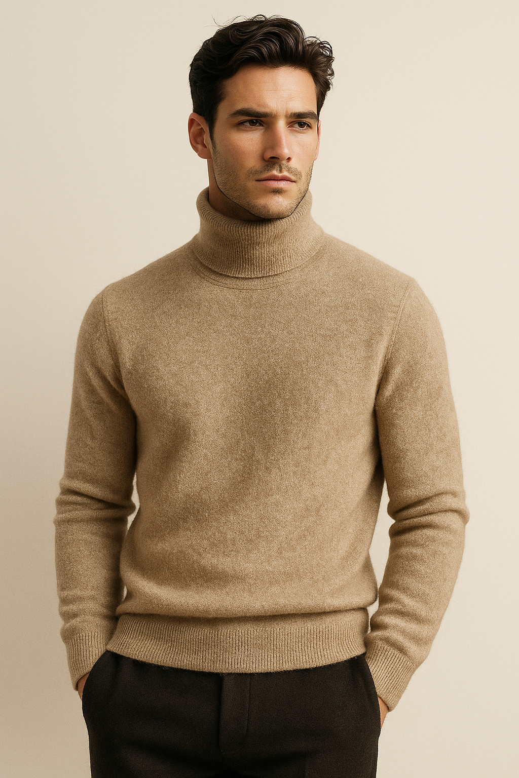 Avenzo Cashmere Turtleneck Dark Beige