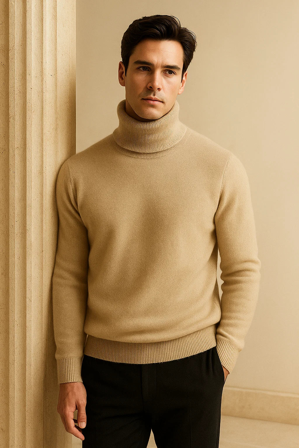 Avenzo Cashmere Turtleneck Beige